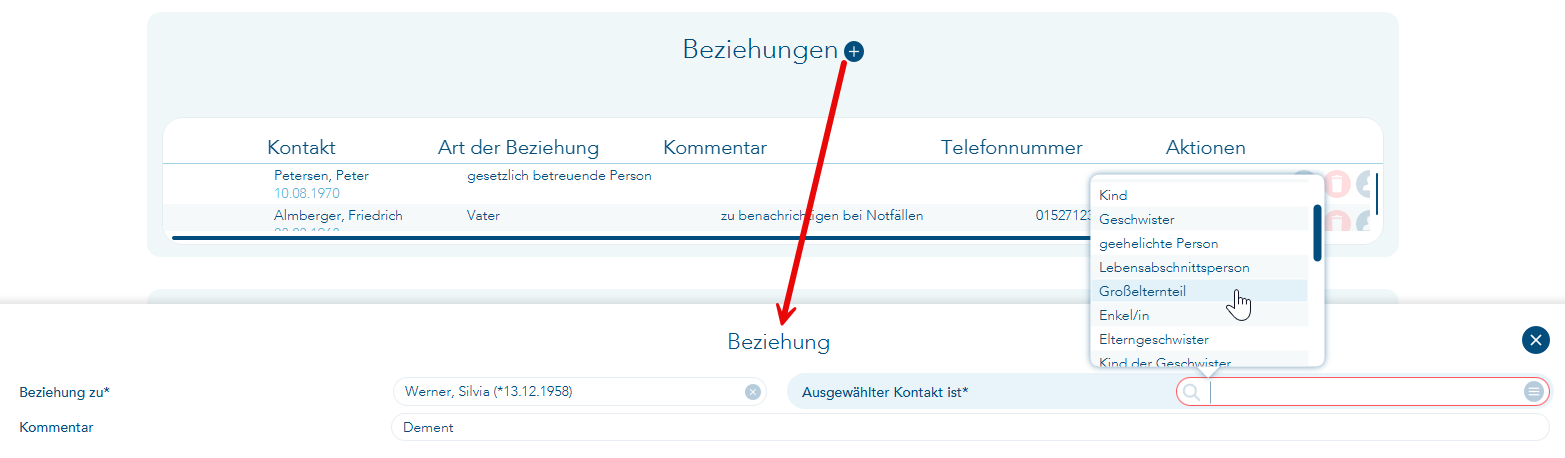 Beziehungen hinzufügen