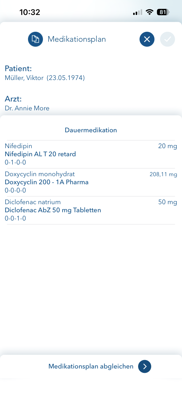 Medikationsplan auf einem iPhone