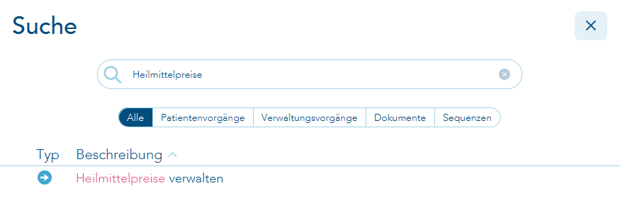 Suche nach Heilmittelpreise