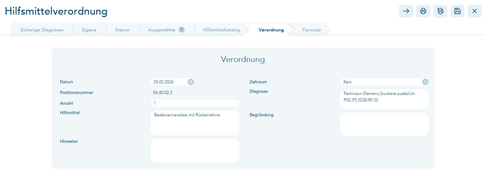 Reiter Verordnung Anzahl eintragen