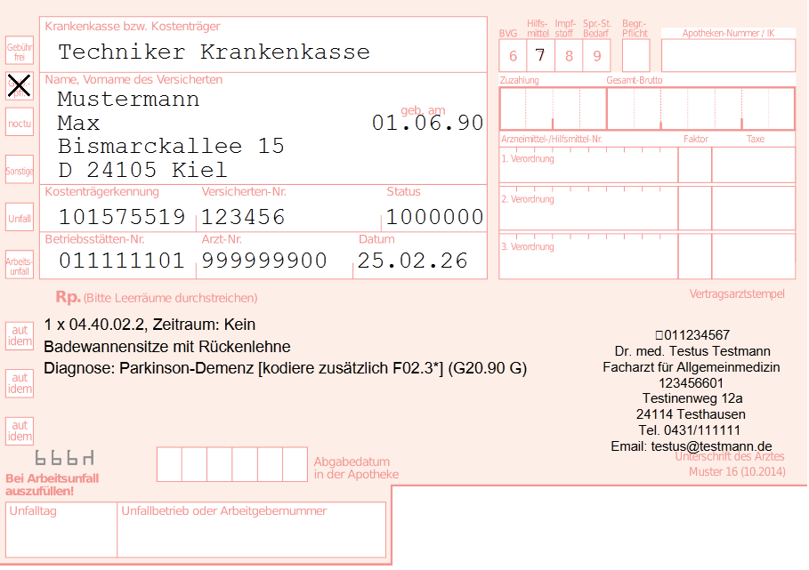 Ansicht Hilfsmittelrezept