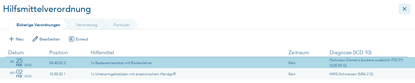 bisherige Hilfmittelverordnungen