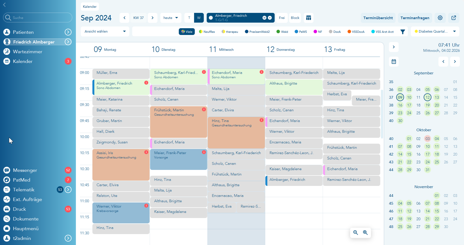 Ansicht Terminkalender