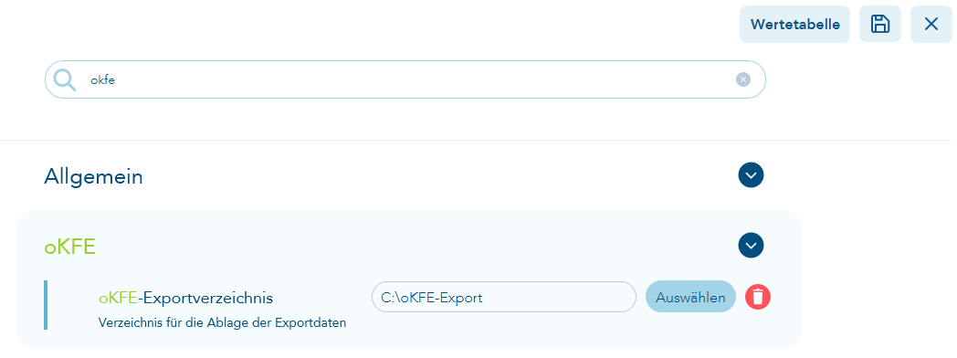 okfe-Exportverzeichnis