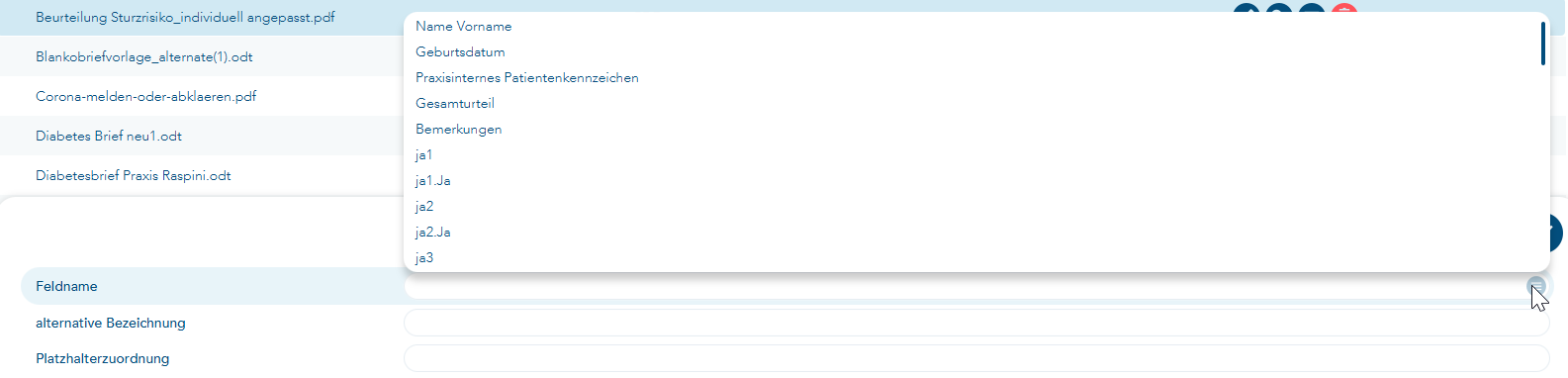 Platzhalterzuordnung bearbeiten