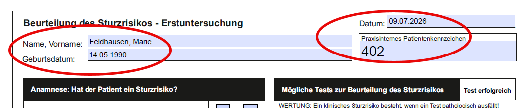 ausgefüllte Felder im Formular