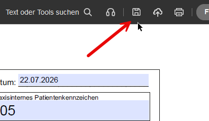 Speicherbutton im Reader