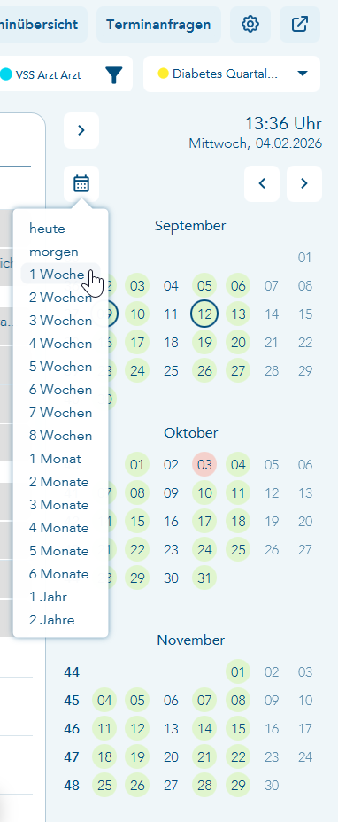 Button für Sprung zum gewünschten Datum