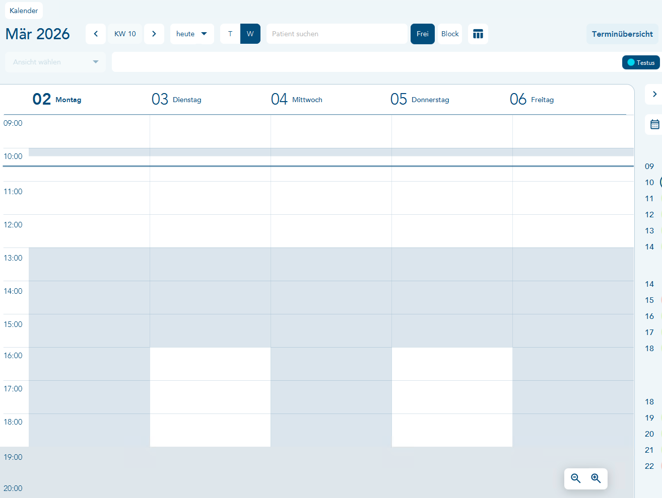 Wochenplan Dr. Testmann