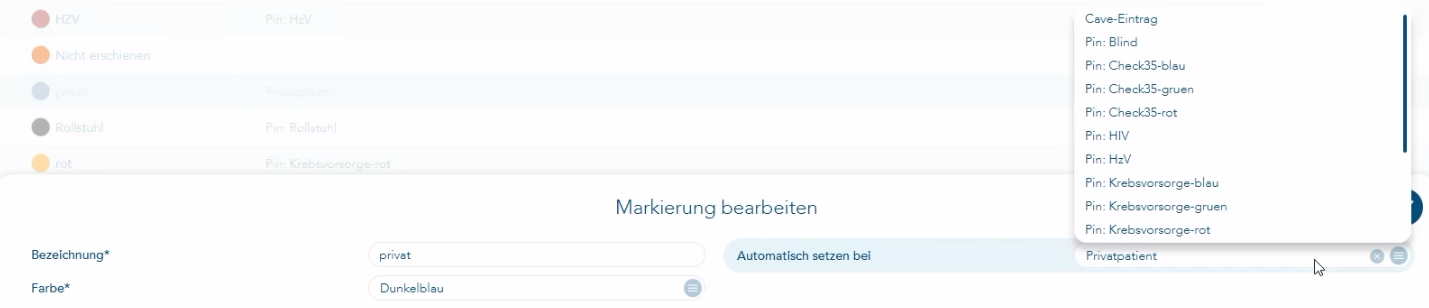 Markierung bearbeiten