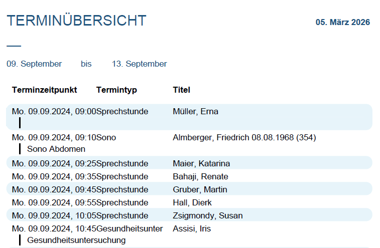 pdf Ansicht der Terminübersicht
