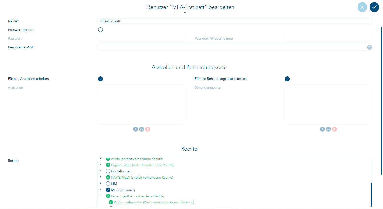 Benutzer bearbeiten Rechte