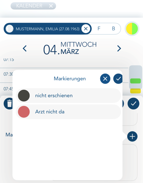 Markierungen in Termindetails