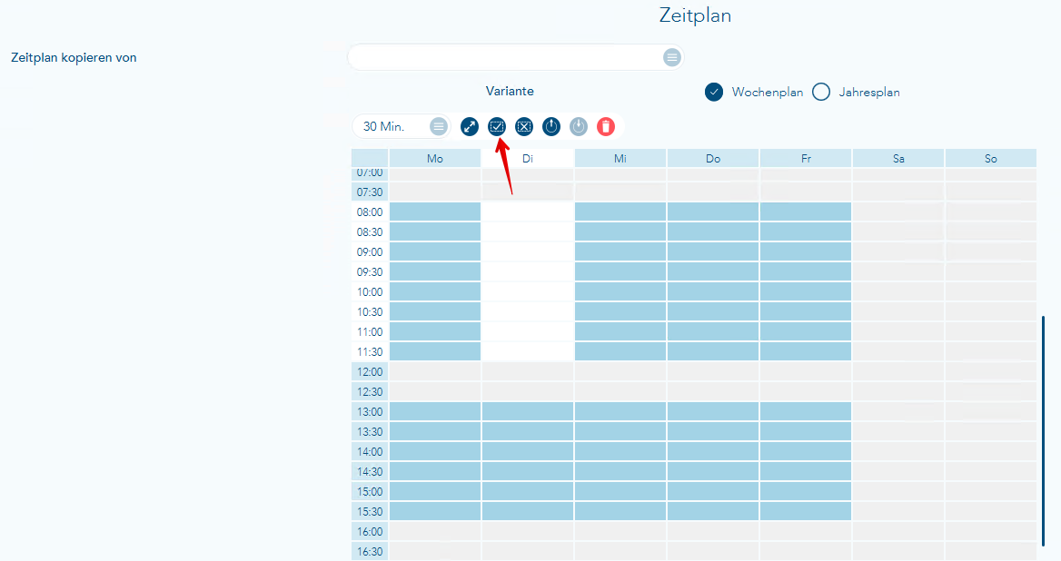 Beispiel eines Wochenplans