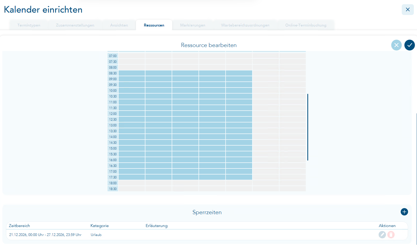 Sperrzeit Urlaub eingetragen