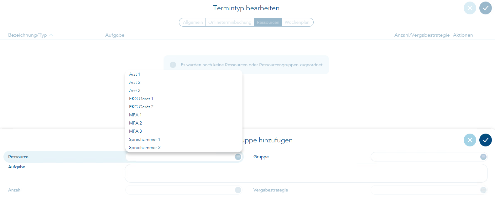 Termintyp bearbeiten um Resoource hinzuzufügen