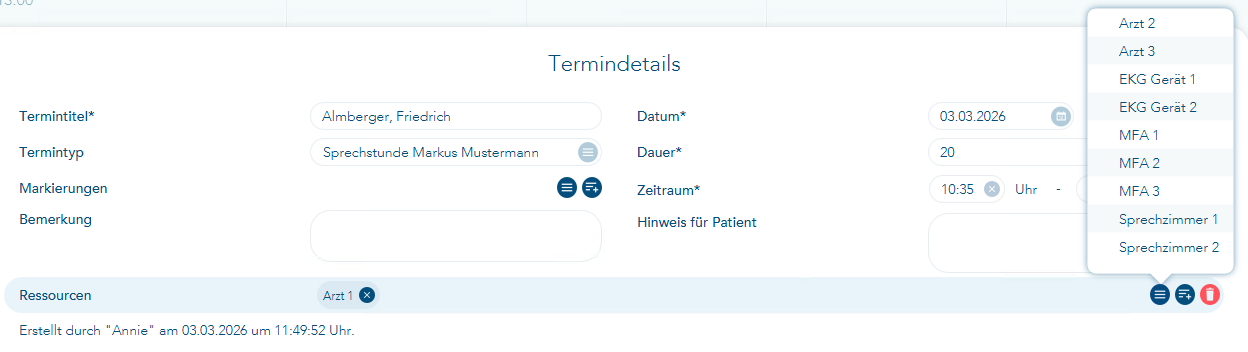 Ressource bei Terminbearbeitung anpassen