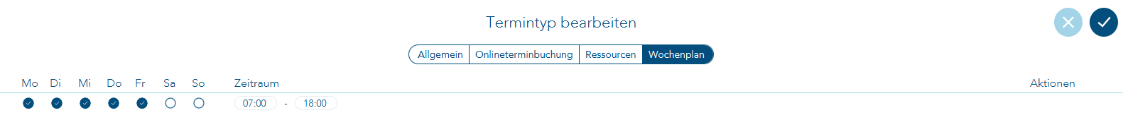 Wochenplan des Termintyps