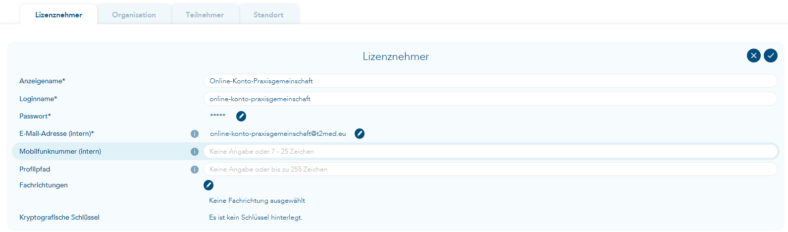 Lizenznehmer einrichten