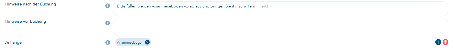 Hinweise nach der Buchung