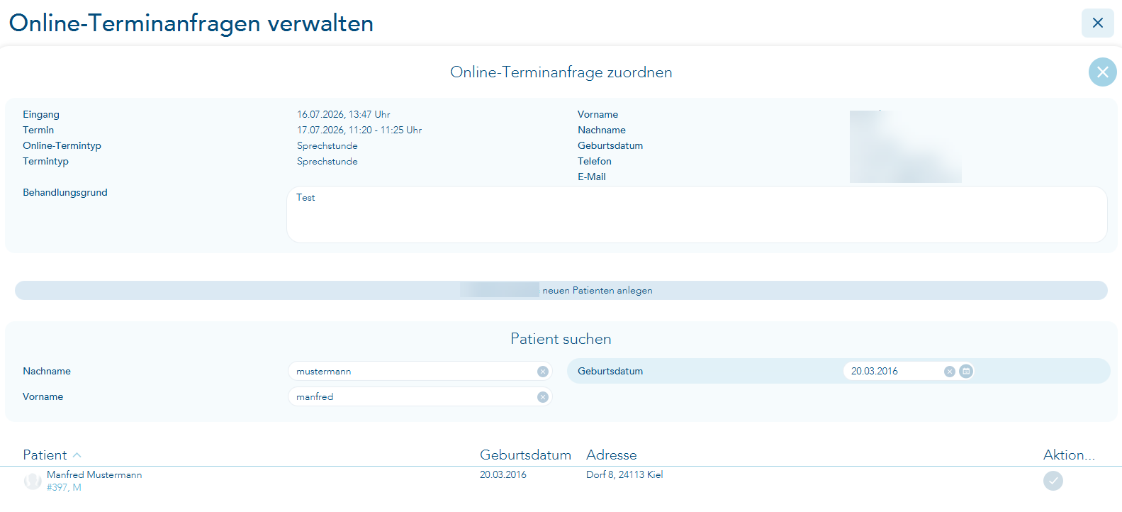 Patienten suchen und zuordnen
