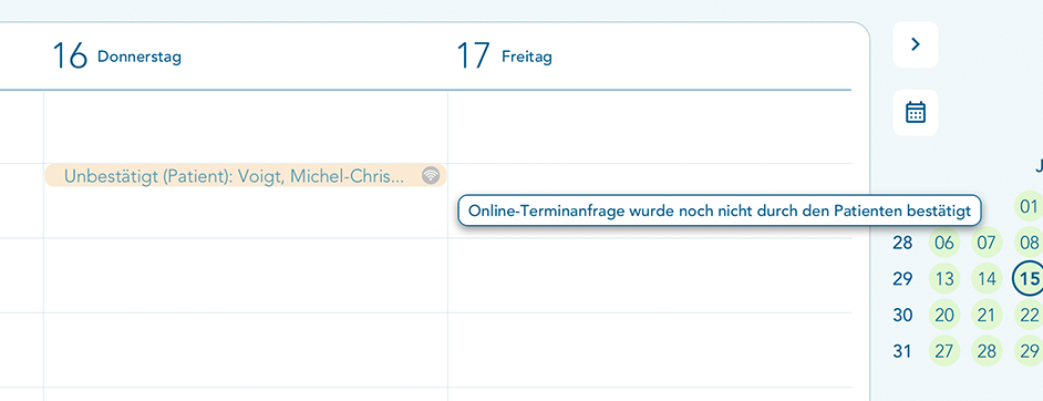 Termin im Status Unbestätigt (Patient)
