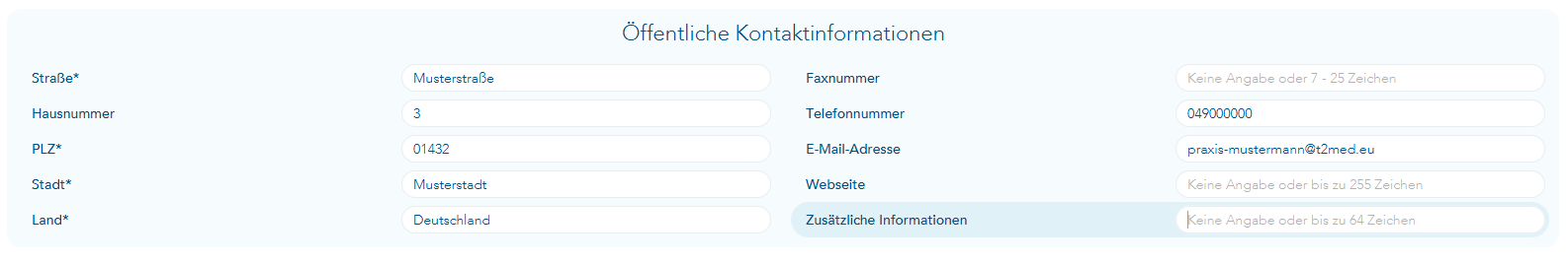 öffentliche Kontaktinformationen