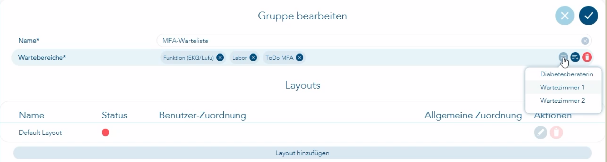 Wartezimmergruppe bearbeiten