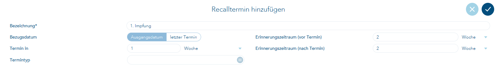 Recalltermin hinzufügen