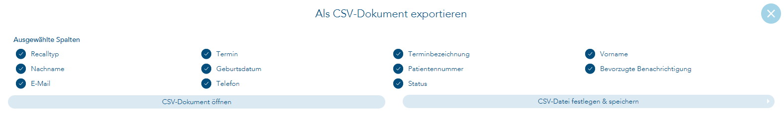 Spalten bei csv Auswahl