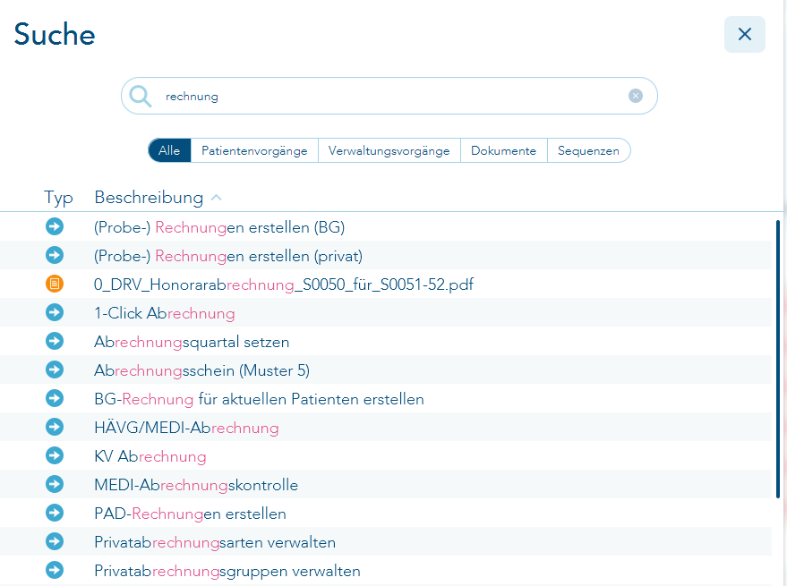 Suche nach Wort Rechnung