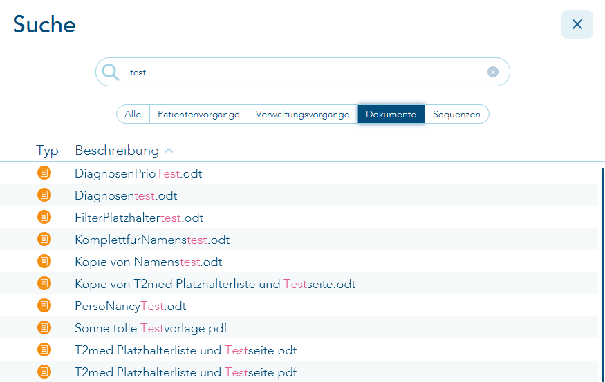 Filter auf Dokumente