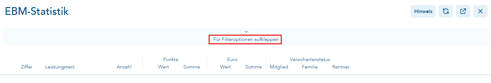 Filteroptionen aufklappen