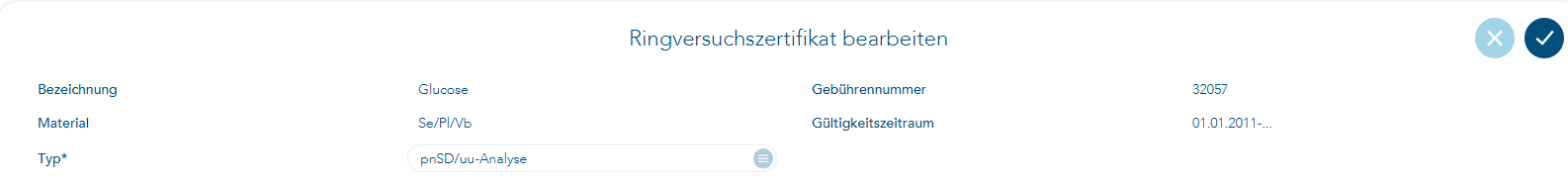 Ringversuchszertifikat bearbeiten
