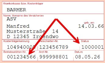 ASV-Kennung im Bereich "Status" auf den Formularen