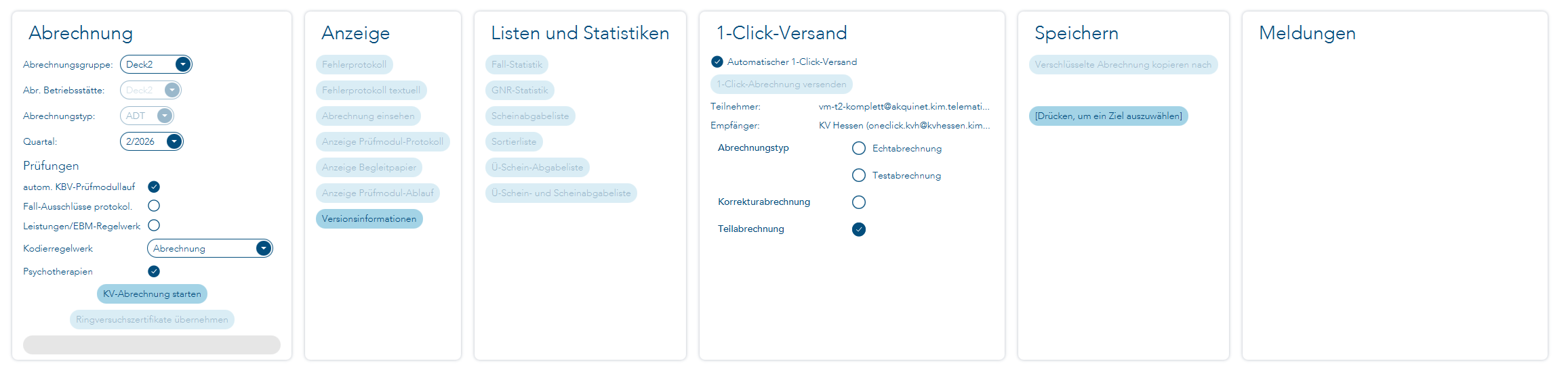 hinterlegte Daten für 1-Click-Abrechnung