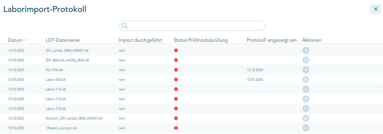 Laborimport-Protokoll