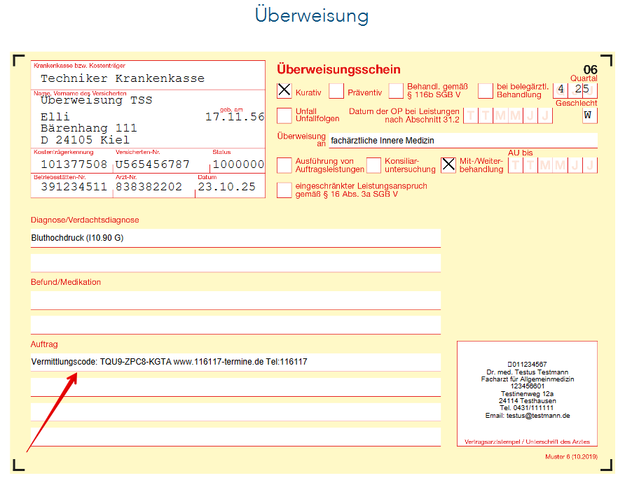 Ueberweisung mit Vermittlungscode