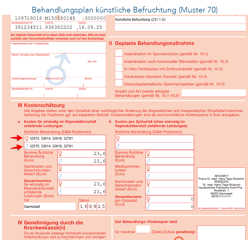 Muster 70 Ziffernberechnung
