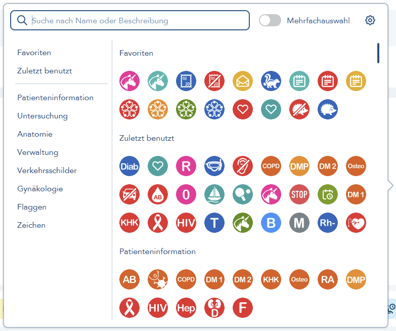 Das Bild zeigt die neu gestaltete Pin-Auswahl