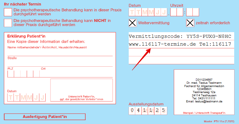 PTV 11 mit Vermittlungscode