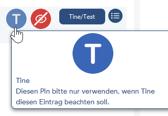Das Bild zeigt den Tooltip zum Pin zu einem eAkteneintrag
