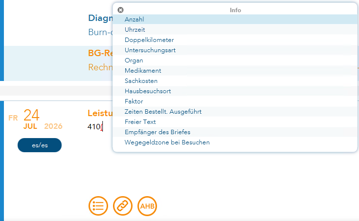 Auflistung der Ziffernzusätze für UV-GOÄ-Ziffern